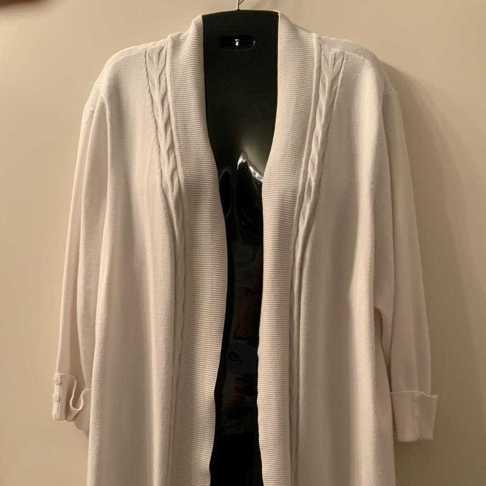 Cardigan, White, 3/4 sleeve